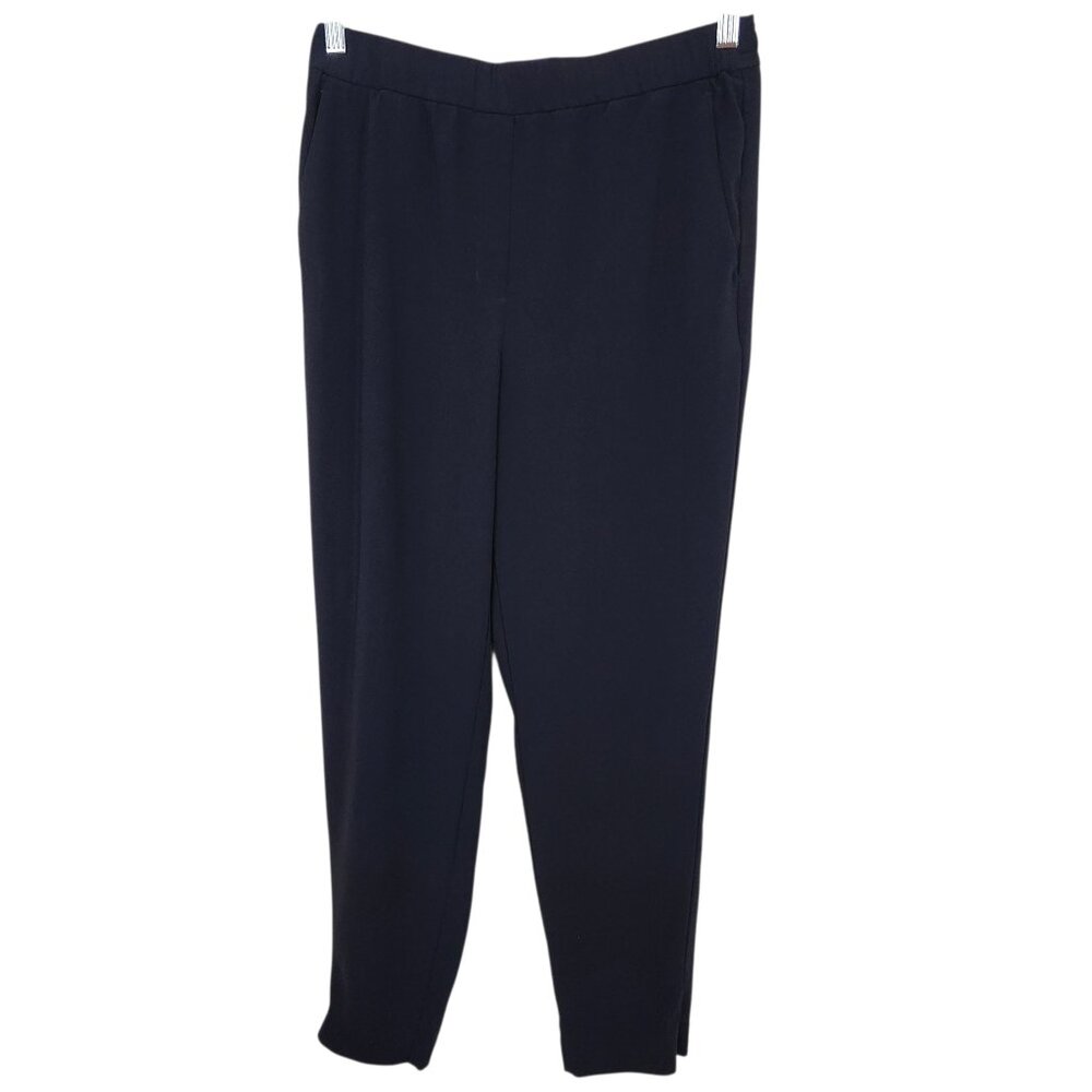 Chicos Pants Womens 8R Pull On Elastic Waist Stretch Pockets Navy Blue